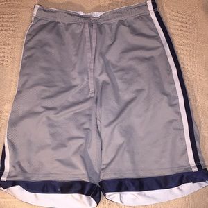 Silver workout/gym shorts. Practice Gear.